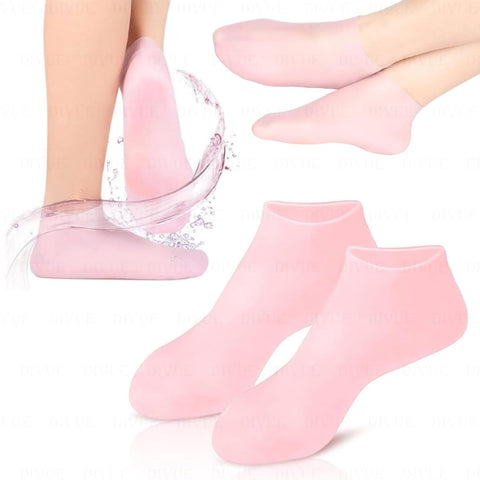 Silicone Gel Moisturizing Spa Socks – Exfoliating, Anti-Slip, Heel & Foot Care for Dry, Cracked Skin (Unisex)