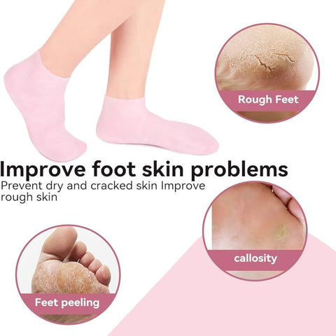 Silicone Gel Moisturizing Spa Socks – Exfoliating, Anti-Slip, Heel & Foot Care for Dry, Cracked Skin (Unisex)